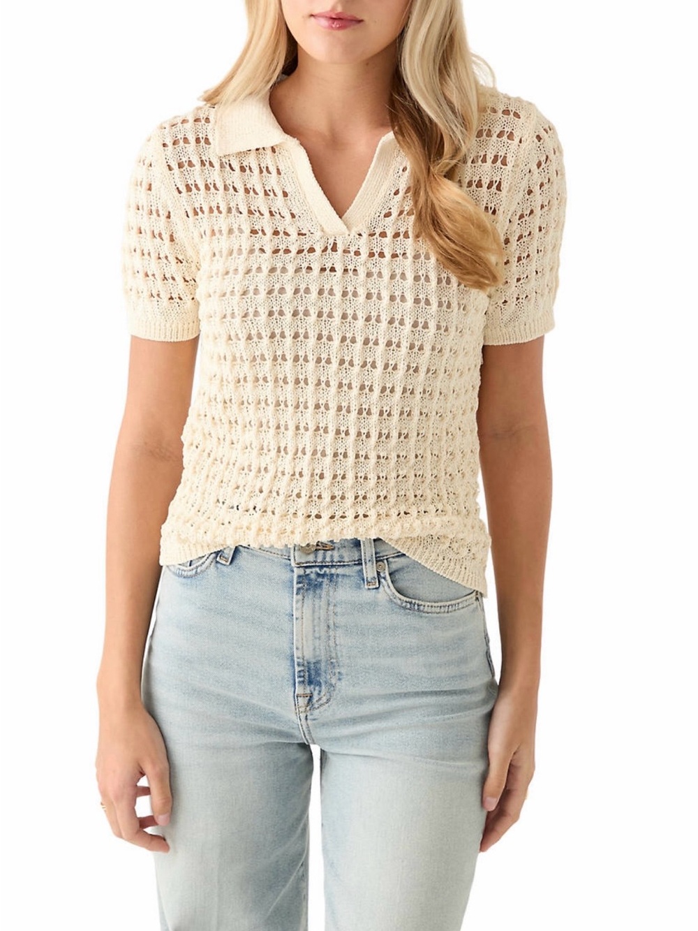 Oak & Trellis Mesh Collar Top Large